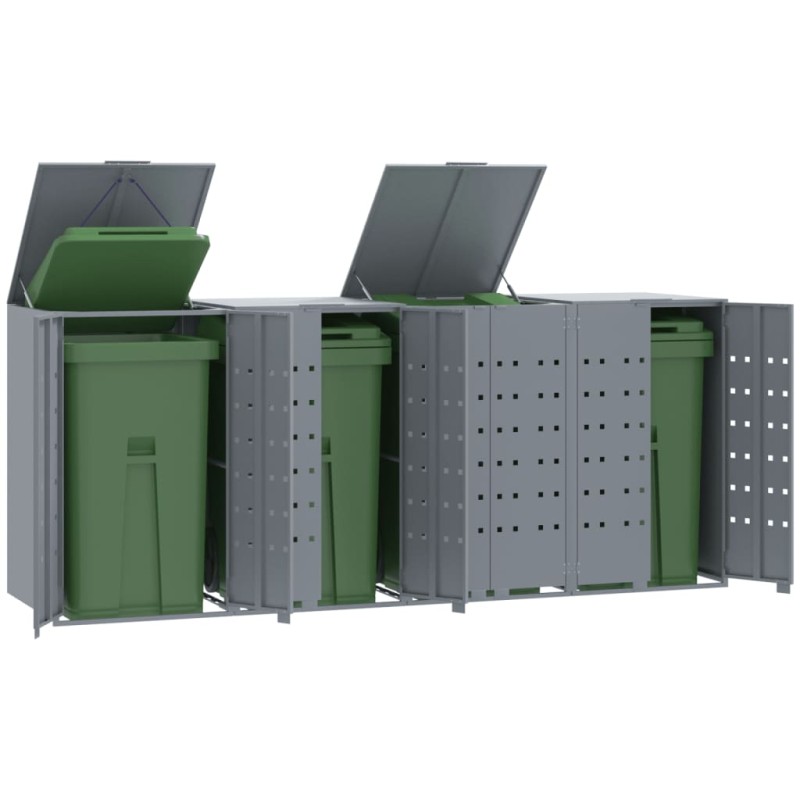 vidaXL Mülltonnenbox für 4 Tonnen Grau 276x79x117 cm Stahl vidaXL Mülltonnenbox für 4 Tonnen Grau 276x79x117 cm Stahl