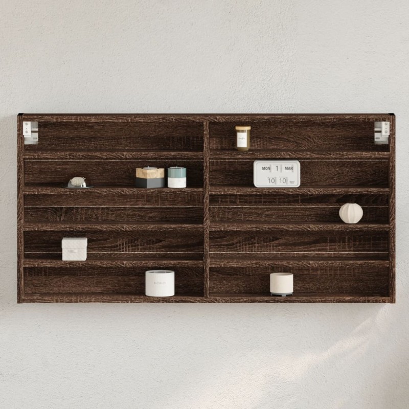 vidaXL Vitrinenschrank Braun Eichen-Optik 100x8,5x50 cm Holzwerkstoff vidaXL Vitrinenschrank Braun Eichen-Optik 100x8,5x50 cm Holzwerkstoff