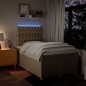 vidaXL Boxspringbett mit Matratze Creme 120x200 cm Stoff vidaXL Boxspringbett mit Matratze Creme 120x200 cm Stoff