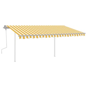 vidaXL Markise Manuell Einziehbar mit LED 4,5x3,5 m Gelb & Weiß