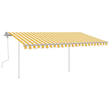 vidaXL Markise Manuell Einziehbar mit LED 4,5x3,5 m Gelb & Weiß