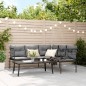 vidaXL Garten-Sofagarnitur mit Kissen Schwarz Stahl und Textilene