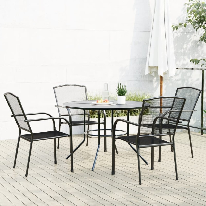vidaXL Gartenstuhl-Set 5-tlg. Stapelbar Pulverbeschichteter Stahl vidaXL Gartenstuhl-Set 5-tlg. Stapelbar Pulverbeschichteter Stahl