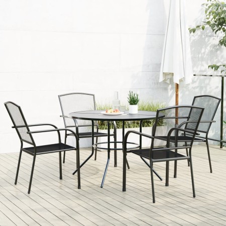 vidaXL Gartenstuhl-Set 5-tlg. Stapelbar Pulverbeschichteter Stahl