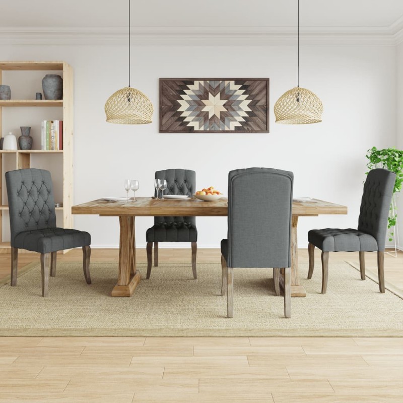 vidaXL Esszimmerstühle 4 Stk. Grau Leinen-Optik Stoff vidaXL Esszimmerstühle 4 Stk. Grau Leinen-Optik Stoff