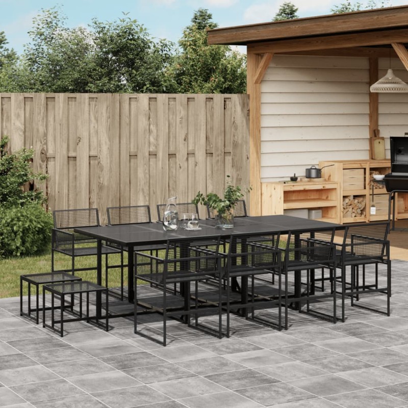 vidaXL 13-tlg. Garten-Essgruppe Schwarz Poly Rattan vidaXL 13-tlg. Garten-Essgruppe Schwarz Poly Rattan