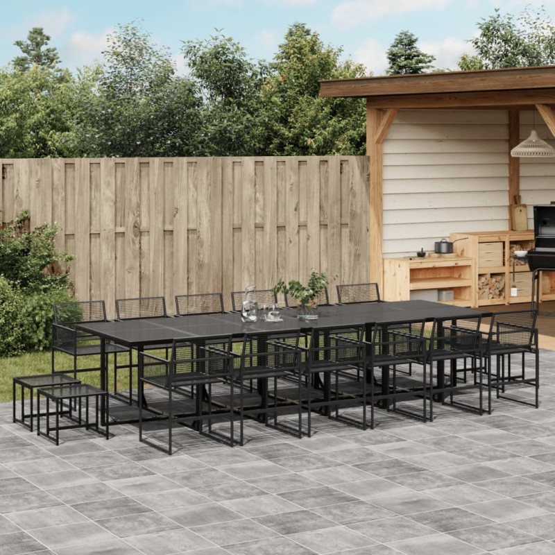 vidaXL 17-tlg. Garten-Essgruppe Schwarz Poly Rattan vidaXL 17-tlg. Garten-Essgruppe Schwarz Poly Rattan