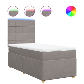 vidaXL Boxspringbett mit Matratze Taupe 100x200 cm Stoff