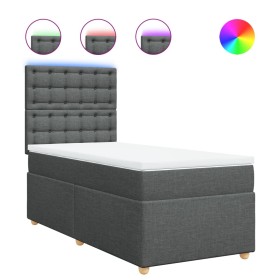 vidaXL Boxspringbett mit Matratze Dunkelgrau 100x200 cm Stoff