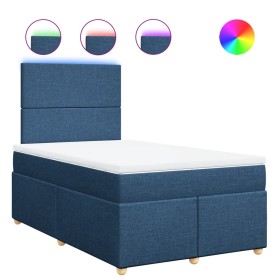 vidaXL Boxspringbett mit Matratze Blau 120x200 cm Stoff
