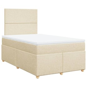 vidaXL Boxspringbett mit Matratze Creme 120x200 cm Stoff