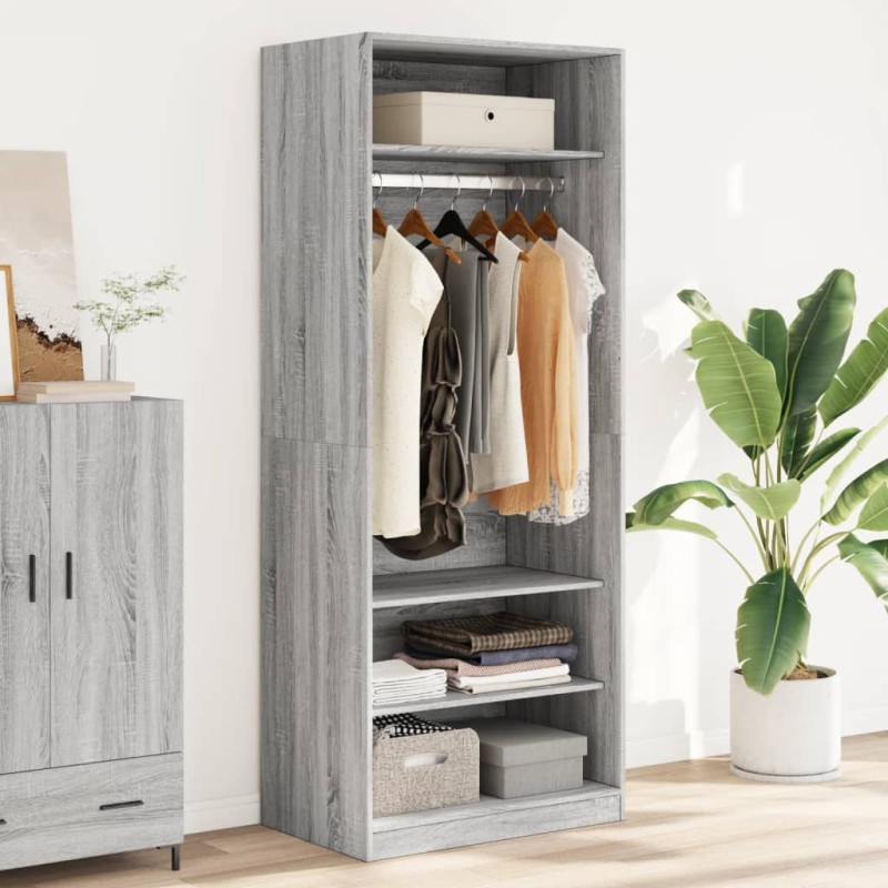 vidaXL Kleiderschrank Grau Sonoma 80x50x200 cm Holzwerkstoff vidaXL Kleiderschrank Grau Sonoma 80x50x200 cm Holzwerkstoff