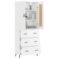 Highboard Hochglanz-Weiß 69,5x34x180 cm Holzwerkstoff Highboard Hochglanz-Weiß 69,5x34x180 cm Holzwerkstoff