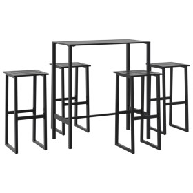vidaXL 5-tlg. Gartenbar-Set Schwarz Pulverbeschichteter Stahl