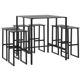 vidaXL 7-tlg. Gartenbar-Set Schwarz Pulverbeschichteter Stahl