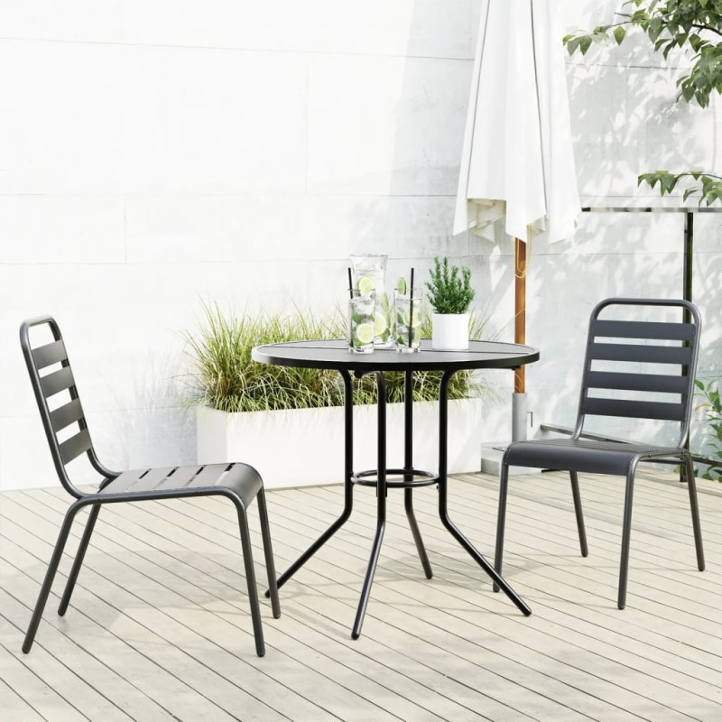 vidaXL Gartenstuhl-Set 3-tlg. Stapelbar Pulverbeschichteter Stahl vidaXL Gartenstuhl-Set 3-tlg. Stapelbar Pulverbeschichteter Stahl