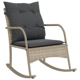 vidaXL Garten-Schaukelstuhl mit Kissen Hellgrau Poly Rattan