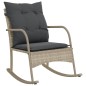 vidaXL Garten-Schaukelstuhl mit Kissen Hellgrau Poly Rattan vidaXL Garten-Schaukelstuhl mit Kissen Hellgrau Poly Rattan
