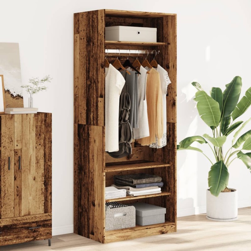 vidaXL Kleiderschrank Altholz-Optik 80x50x200 cm Holzwerkstoff vidaXL Kleiderschrank Altholz-Optik 80x50x200 cm Holzwerkstoff