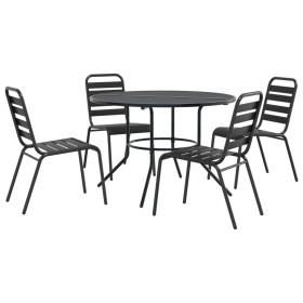 vidaXL Gartenstuhl-Set 5-tlg. Stapelbar Pulverbeschichteter Stahl