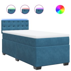 vidaXL Boxspringbett mit Matratze Blau 90x200 cm Samt