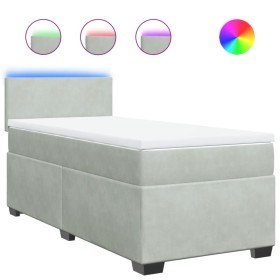 vidaXL Boxspringbett mit Matratze Hellgrau 100x200 cm Samt
