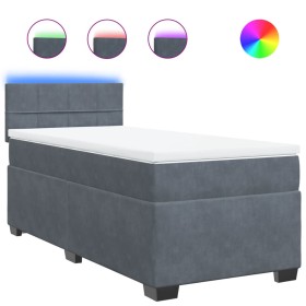 vidaXL Boxspringbett mit Matratze Dunkelgrau 90x200 cm Samt