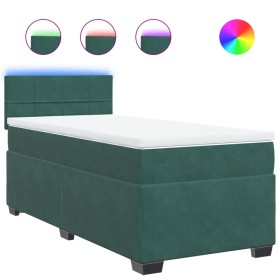 vidaXL Boxspringbett mit Matratze Dunkelgrün 100x200 cm Samt