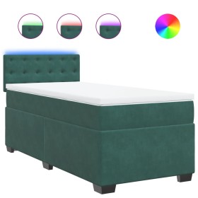 vidaXL Boxspringbett mit Matratze Dunkelgrün 100x200 cm Samt