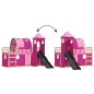 vidaXL Etagenbett mit Rutsche und Gardinen Rosa 90x200 cm vidaXL Etagenbett mit Rutsche und Gardinen Rosa 90x200 cm