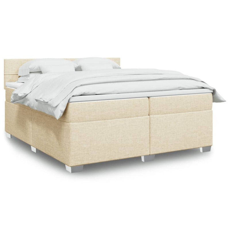 vidaXL Boxspringbett mit Matratze Creme 200x200 cm Stoff vidaXL Boxspringbett mit Matratze Creme 200x200 cm Stoff