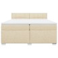 vidaXL Boxspringbett mit Matratze Creme 200x200 cm Stoff vidaXL Boxspringbett mit Matratze Creme 200x200 cm Stoff