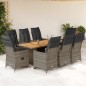vidaXL 9-tlg. Garten-Bistro-Set mit Kissen Grau Poly Rattan vidaXL 9-tlg. Garten-Bistro-Set mit Kissen Grau Poly Rattan