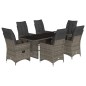 vidaXL 7-tlg. Garten-Bistro-Set mit Kissen Grau Poly Rattan vidaXL 7-tlg. Garten-Bistro-Set mit Kissen Grau Poly Rattan