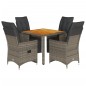 vidaXL 5-tlg. Garten-Bistro-Set mit Kissen Grau Poly Rattan vidaXL 5-tlg. Garten-Bistro-Set mit Kissen Grau Poly Rattan
