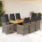 vidaXL 9-tlg. Garten-Bistro-Set mit Kissen Grau Poly Rattan vidaXL 9-tlg. Garten-Bistro-Set mit Kissen Grau Poly Rattan