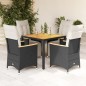 vidaXL 5-tlg. Garten-Bistro-Set mit Kissen Schwarz Poly Rattan vidaXL 5-tlg. Garten-Bistro-Set mit Kissen Schwarz Poly Rattan