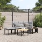 vidaXL Gartenbank-Set 4-tlg. Schwarz Pulverbeschichteter Stahl vidaXL Gartenbank-Set 4-tlg. Schwarz Pulverbeschichteter Stahl