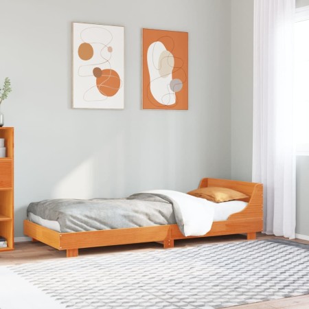 vidaXL Massivholzbett ohne Matratze Wachsbraun 75x190 cm Kiefernholz
