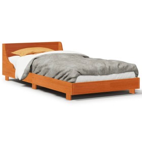 vidaXL Massivholzbett ohne Matratze Wachsbraun 75x190 cm Kiefernholz