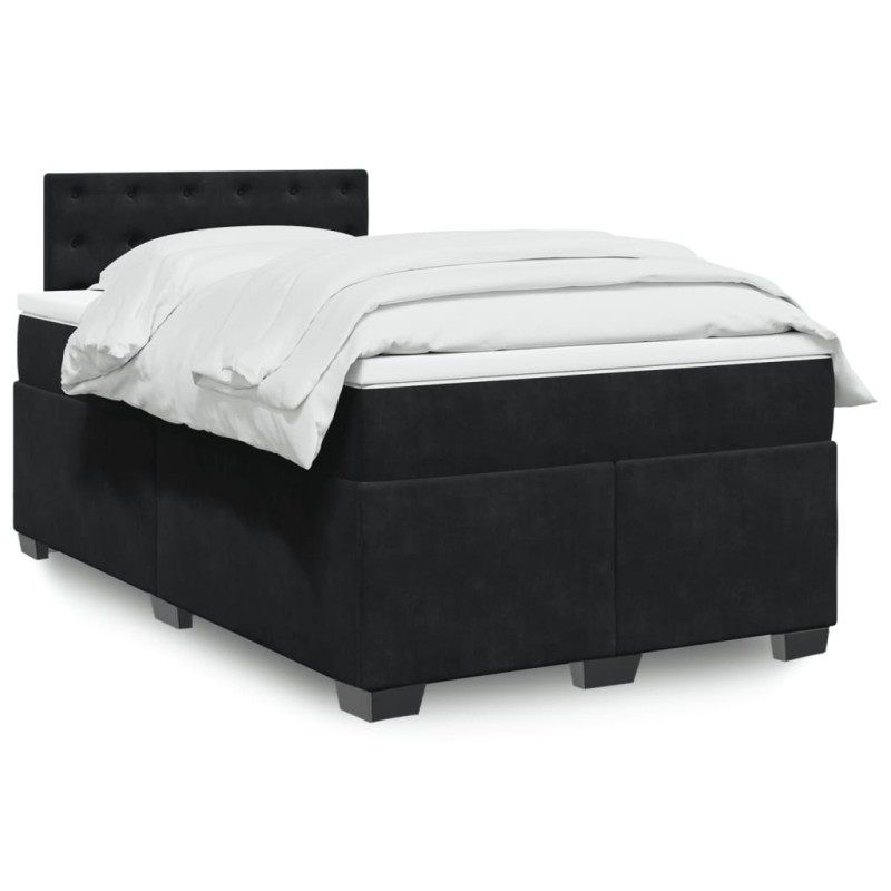 vidaXL Boxspringbett mit Matratze Schwarz 120x200 cm Samt vidaXL Boxspringbett mit Matratze Schwarz 120x200 cm Samt
