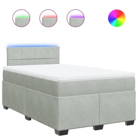 vidaXL Boxspringbett mit Matratze Hellgrau 120x200 cm Samt