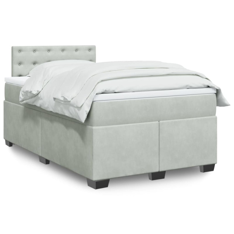 vidaXL Boxspringbett mit Matratze Hellgrau 120x200 cm Samt vidaXL Boxspringbett mit Matratze Hellgrau 120x200 cm Samt