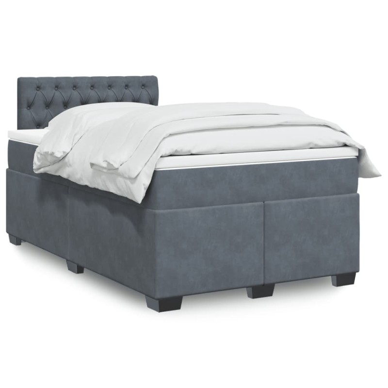 vidaXL Boxspringbett mit Matratze Dunkelgrau 120x200 cm Samt vidaXL Boxspringbett mit Matratze Dunkelgrau 120x200 cm Samt