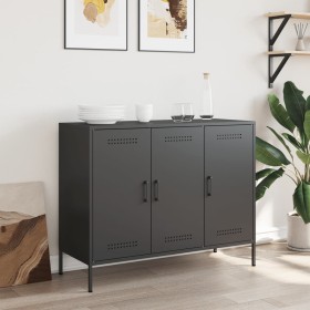vidaXL Sideboard Schwarz 100,5x39x79 cm Kaltgewalzter Stahl