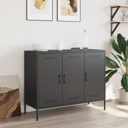 vidaXL Sideboard Schwarz 100,5x39x79 cm Kaltgewalzter Stahl