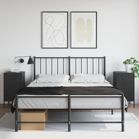 vidaXL Nachttische 2 Stk. Schwarz 36x39x68 cm Kaltgewalzter Stahl