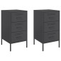 vidaXL Nachttische 2 Stk. Schwarz 36x39x68 cm Kaltgewalzter Stahl vidaXL Nachttische 2 Stk. Schwarz 36x39x68 cm Kaltgewalzter Stahl