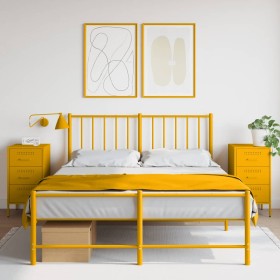 vidaXL Nachttische 2 Stk. Senfgelb 36x39x68 cm Kaltgewalzter Stahl