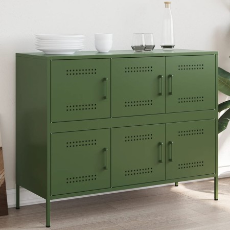 vidaXL Sideboard Olivgrün 100,5x39x79 cm Kaltgewalzter Stahl